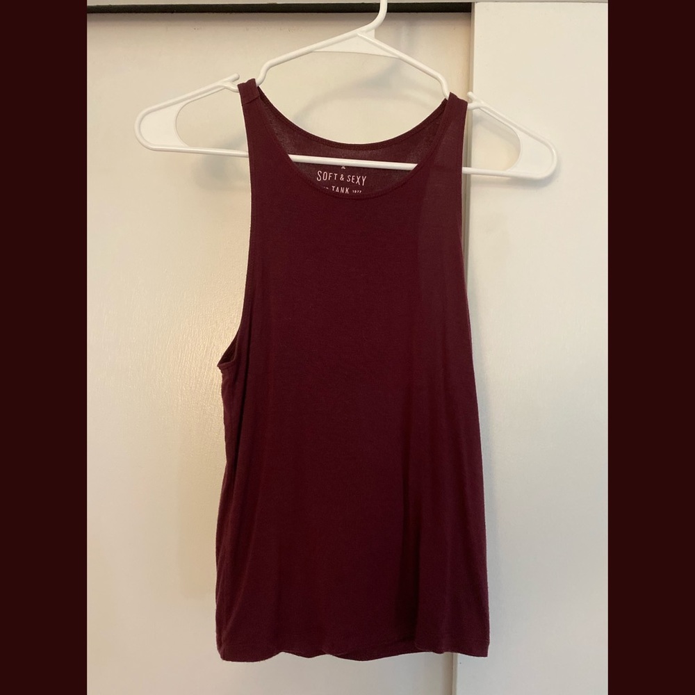 burgundy high neck tank top